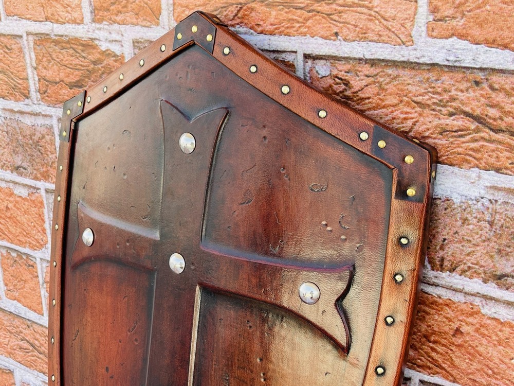 Templar Shield | Handmade Leather Cross Shield | Leather Templar Shield