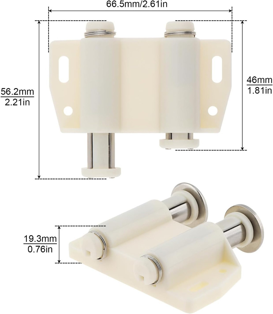 Magnetic Touch Latch, 2 Pack Cabinet Push Open Double Magnetic (2, White)