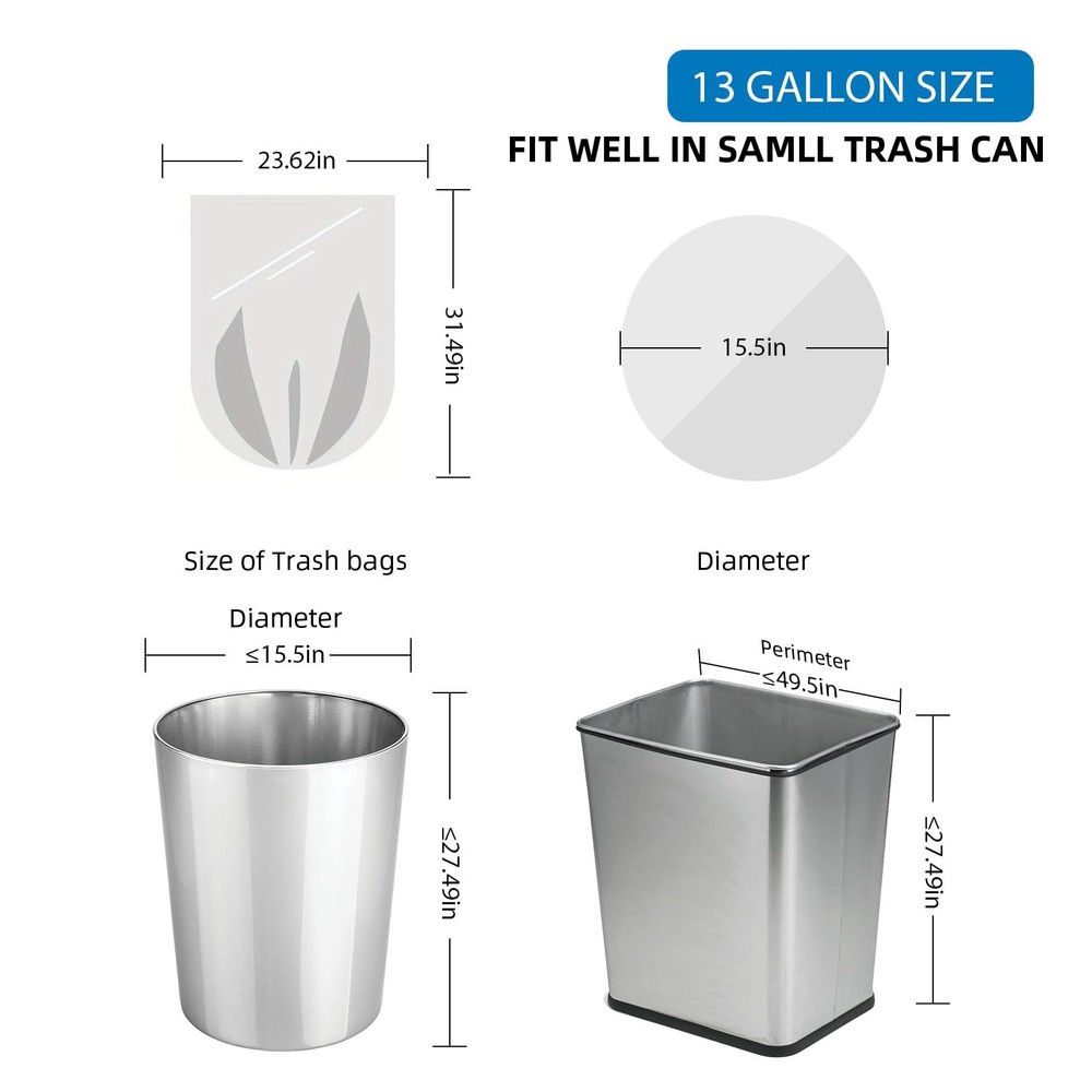 13 Gallon GarbageBags Tall Kitchen CompostableTrashBag White Biodegradable U...