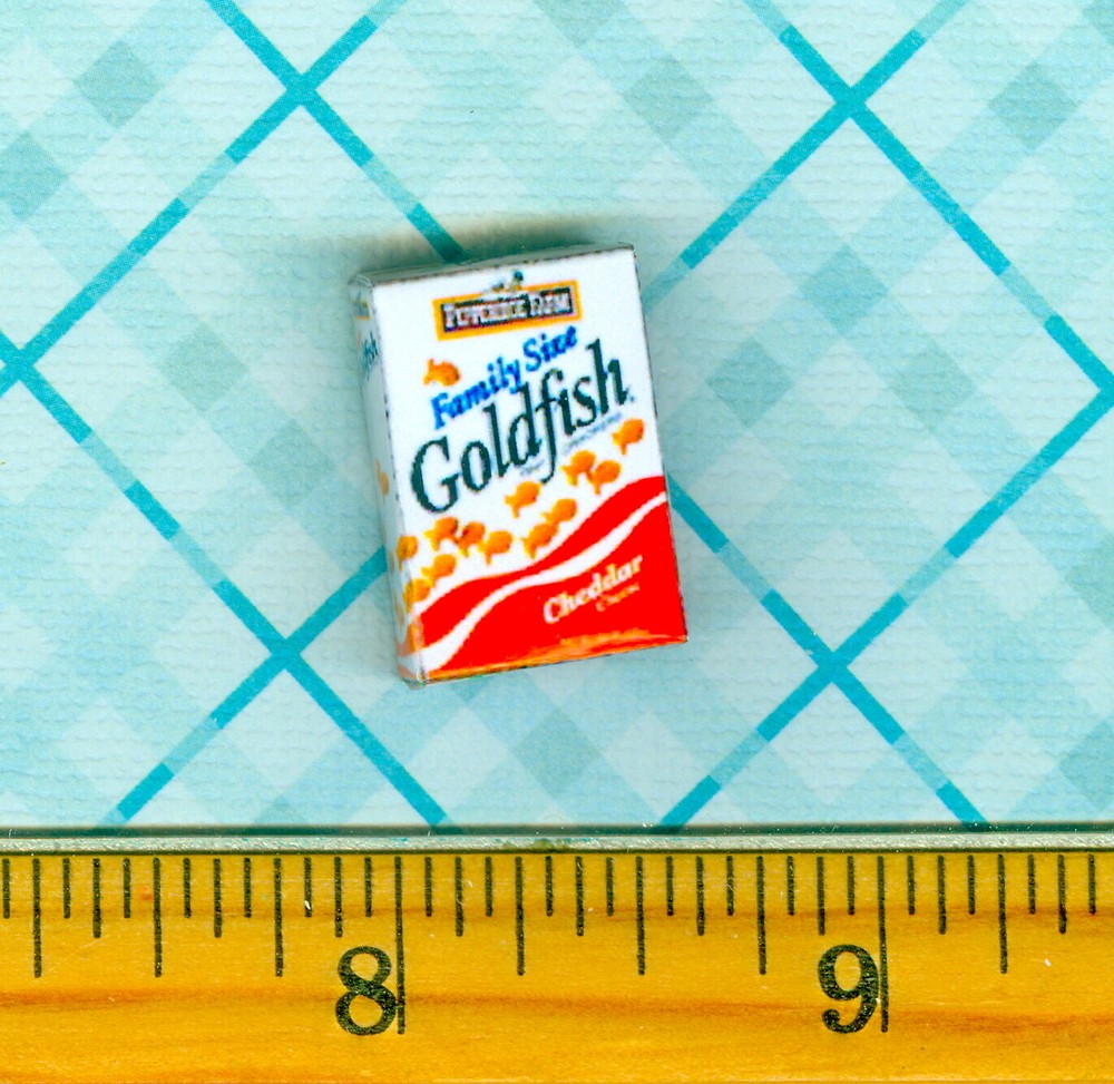 Dollhouse Miniatue Size Fish Cracker Gold Box