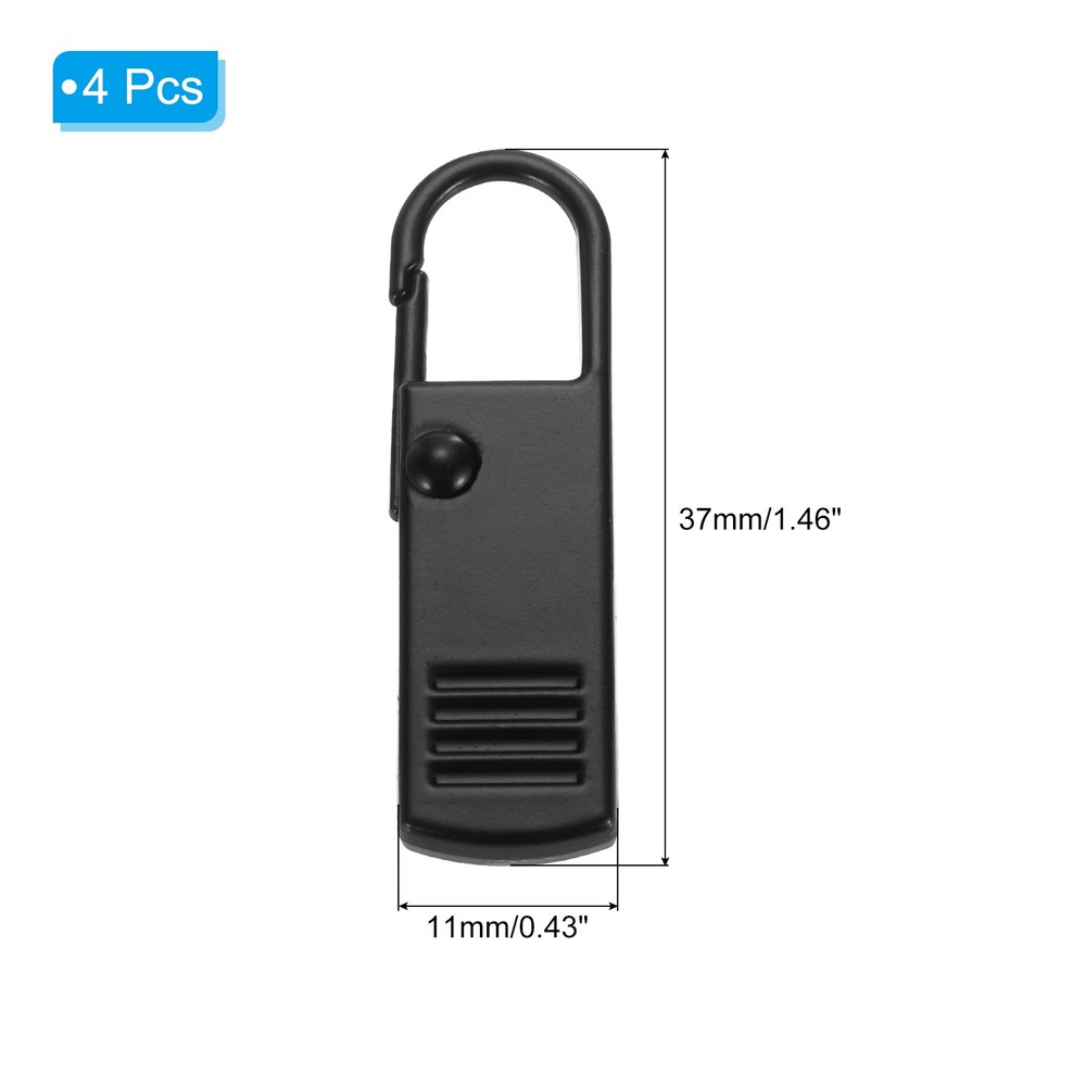 Zipper Pull Replacement, 4 Pcs Zipper Handle Mend Fixer Repair, Black