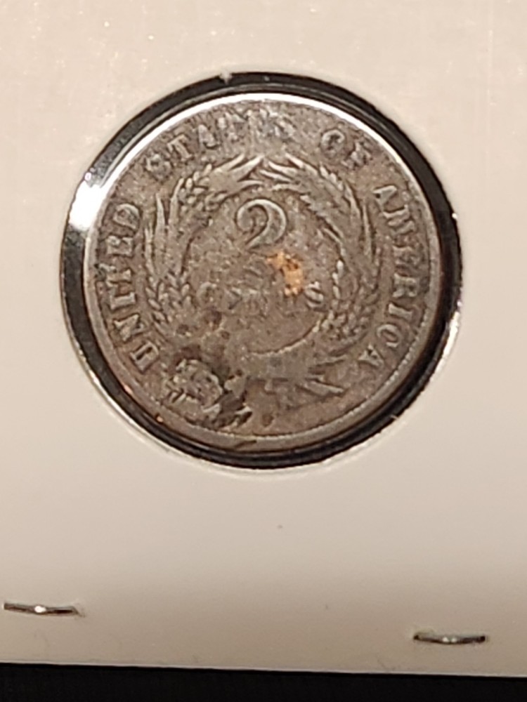 1869 Post Civil War Usa 2 Cent Piece Possible Error