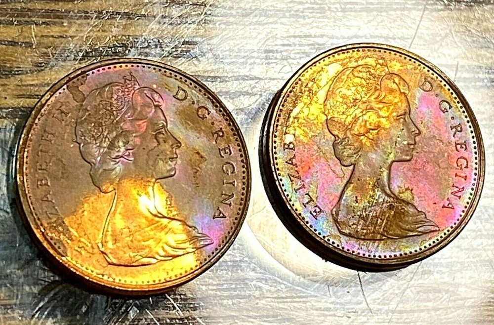 (2) 1978 Canada One Cent Gem BU Gorgeous Original Toning CHN