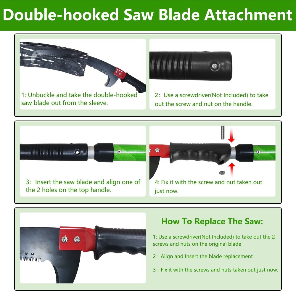 Pole Saw for Tree Trimming,Extendable Tree Pruner w/ Sharp Blade for High Branch
