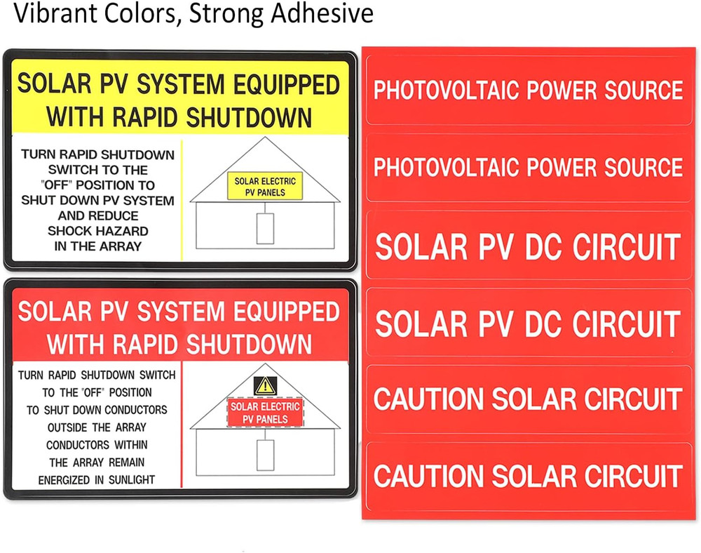 Photovoltaic Solar System Installer Label Kit | 2020 | 2017 Code | Electrical Pa
