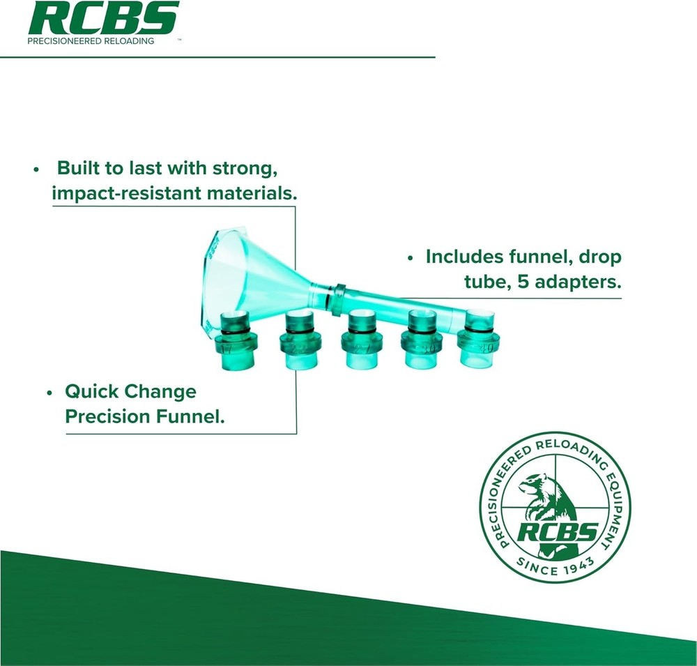 Efficient Quick Change Powder Funnel Kit for Multiple Calibers - Compact Size