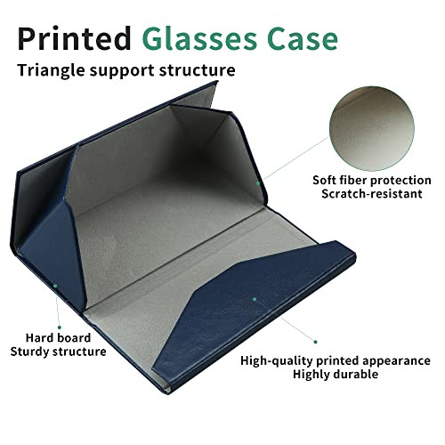 2 Pack Eyeglass Case Hard Shell with Foldable Design, Dhlnp_dark Blue(2 Pack)