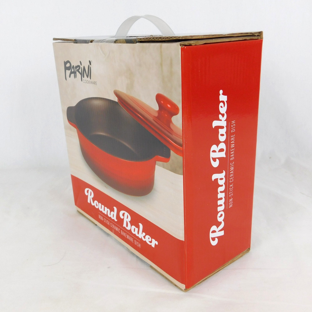 Parini Round Baker 8" Non Stick Ceramic Bakeware Dish Red New