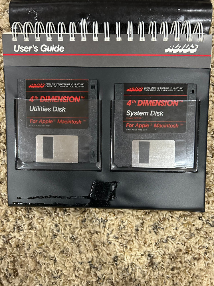 ACIUS 4th Dimension Relational Database For Macintosh Software Vintage 1989 FULL