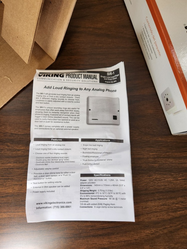 Viking electronics SR-1 Viking Single Line Loud Ringer