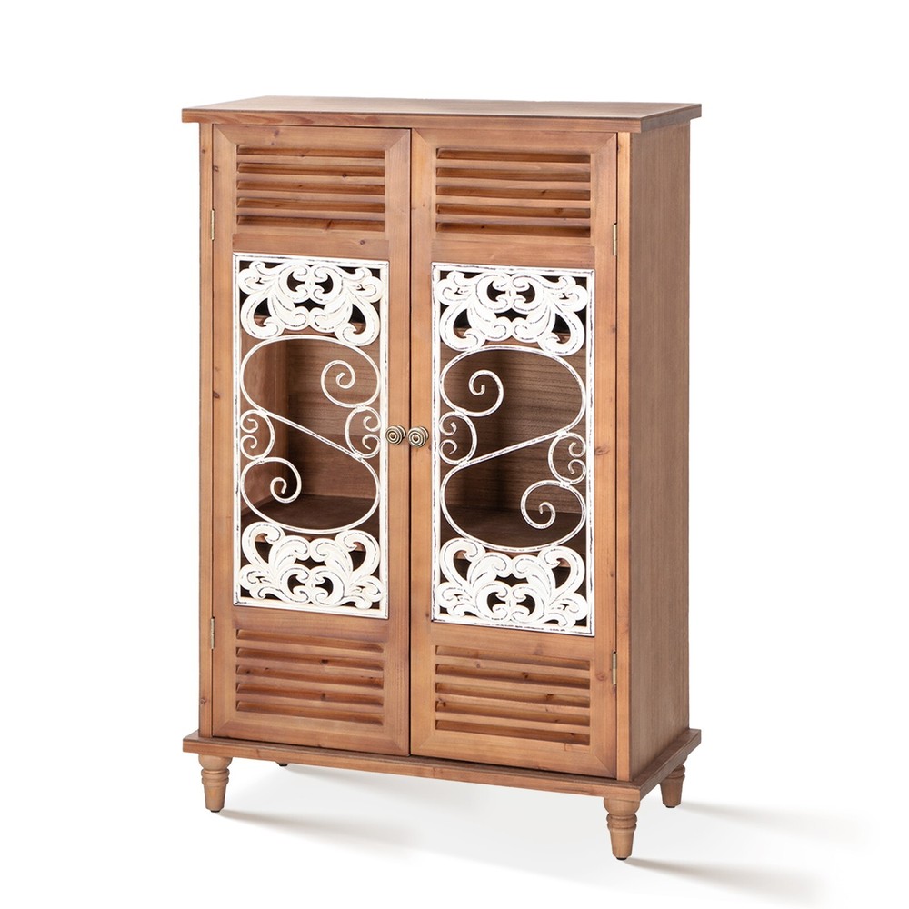 2 Doors Storage Cabinet Buffet Sideboard Distressed Accent Cabinet Entryway