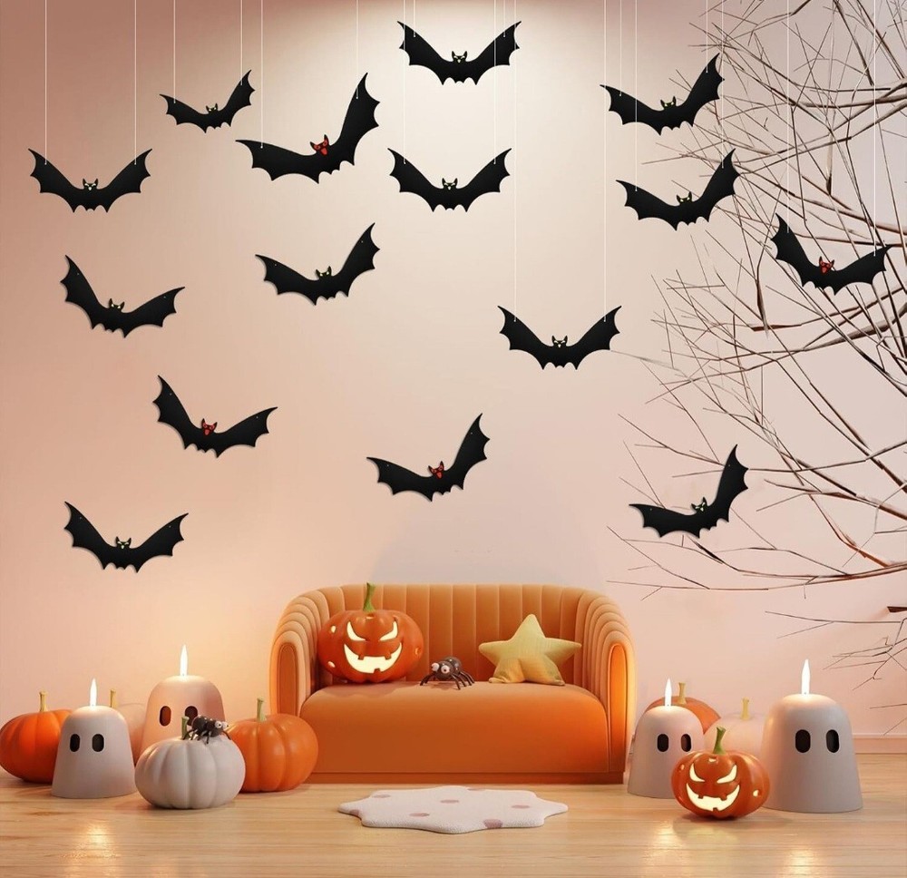 18PCS Halloween Hanging Bats Decorations - Re-usable