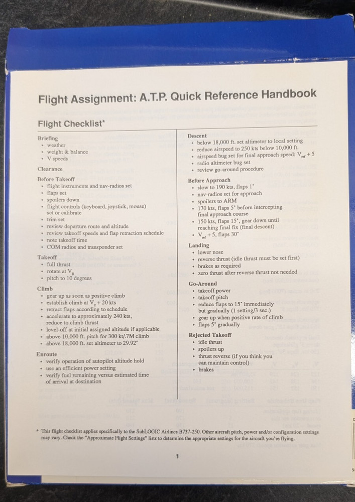 Flight Assignment | A.T.P. | COMPLETE with original sales receipt