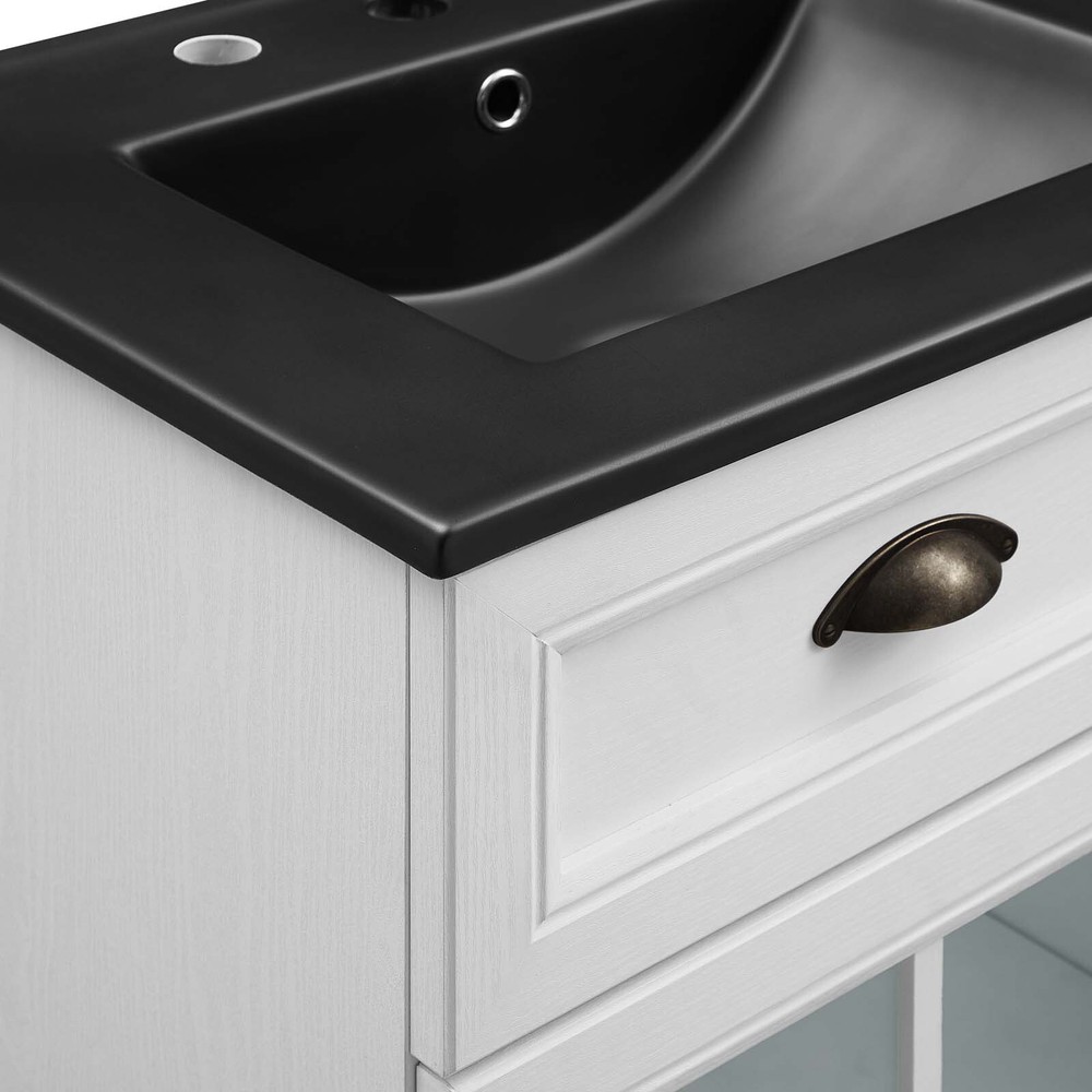 Modway Isle 48" Bathroom Vanity With Dual Sinks in White Black