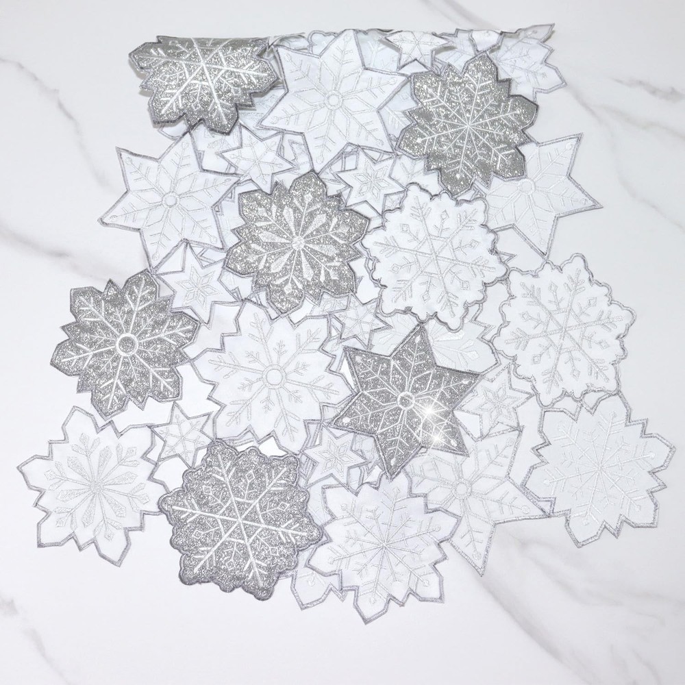 Snowflake Table Runner Christmas Runners Silver Embroidered Decorations White Sn