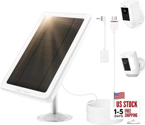 5W Solar Panel for Ring Camera, 2-Pack Solar Panel Charger white 1PCS