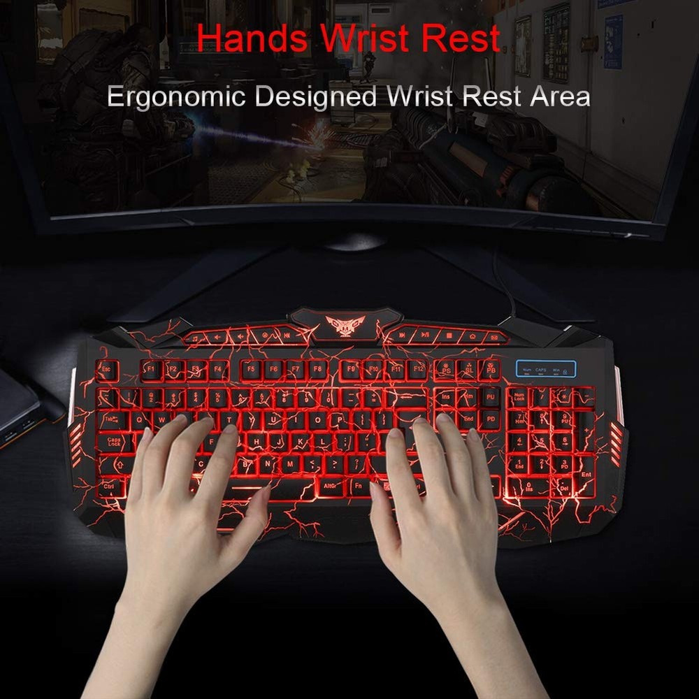 BlueFinger Backlit Gaming Keyboard and Mouse Combo,USB Wired Backlit Keyboard...