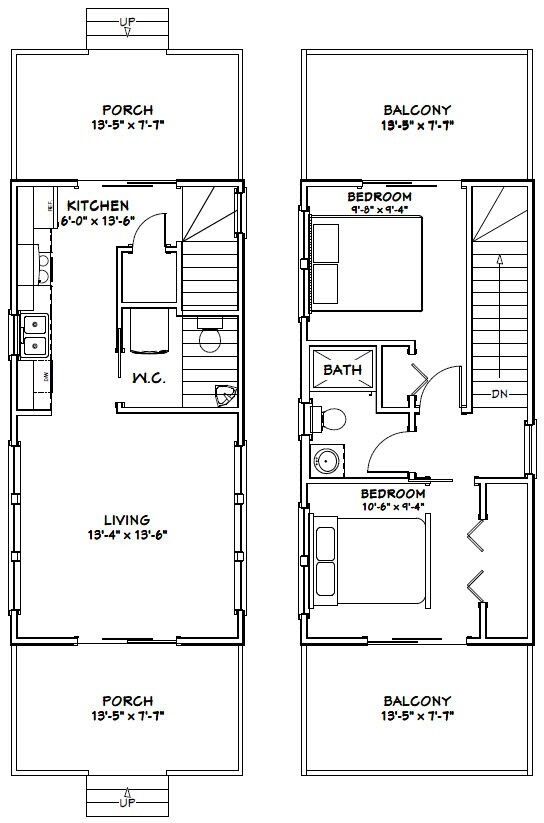 14x28 House -- 749 sq ft -- PDF FloorPlan -- Model 6A