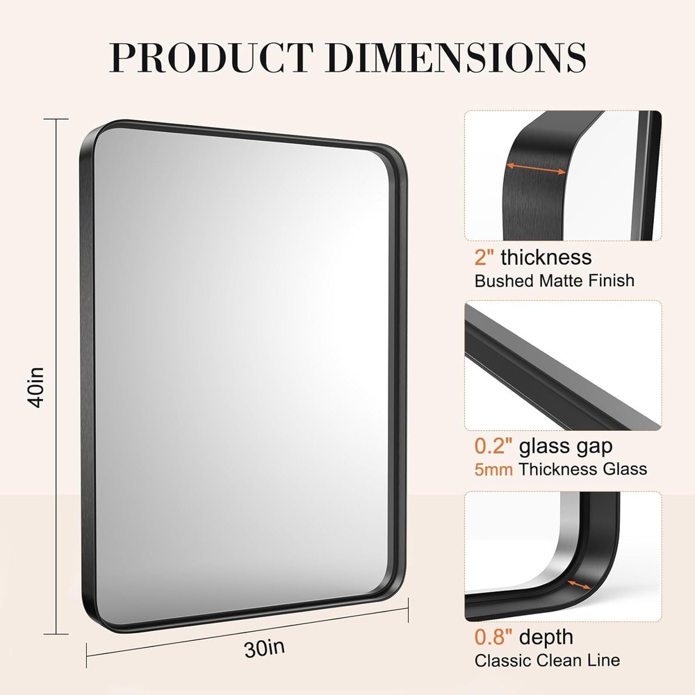 Vanity Bathroom Makeup Mirror Framed Wall Mounted Mirror for Bathroom Home Decor