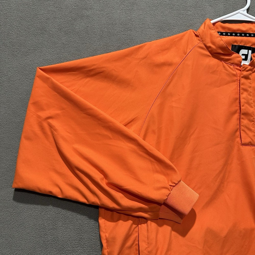 FootJoy Jacket Mens Medium Orange Long Sleeve Golf Windbreaker Snap Pullover EUC