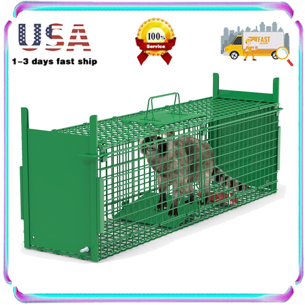38"  Solid & Rustproof Live Animal Cage, Large Foldable Humane Live Animal Trap