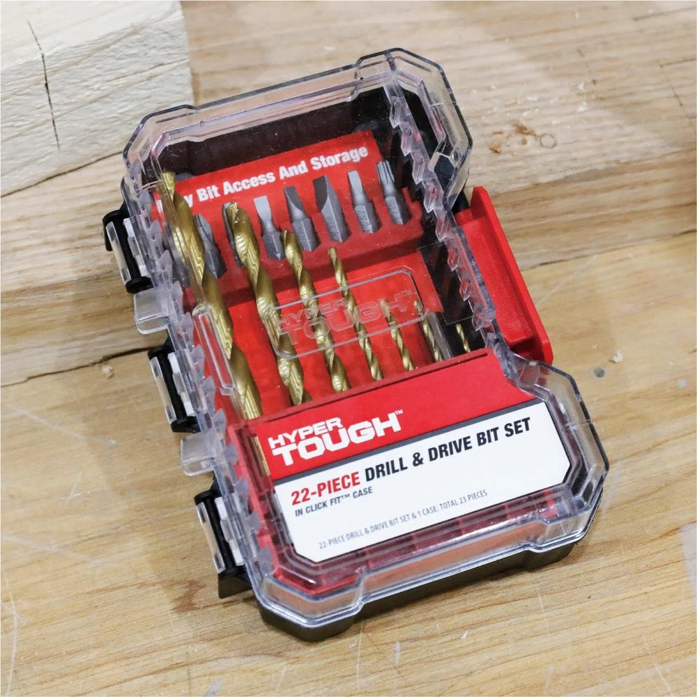 Hyper Tough 22-Piece Drill & Drive Set in Click Fit™ Case