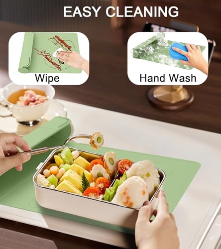 Tableware Silicone Portable Box, Silverware Silicone Storage mat Green