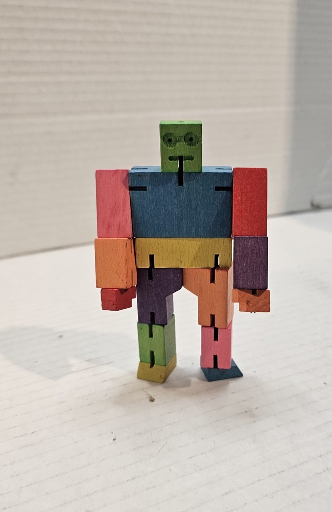 Cubebot Areaware by David Weeks Studio Multicolor Wood Cube Puzzle Robot