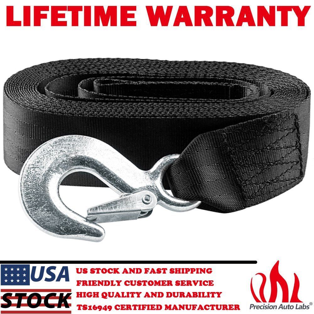 HEAVY DUTY BOAT TRAILER TOW REPLACEMENT WINCH STRAP ROPE 2" x20' WITH SNAP HOOK