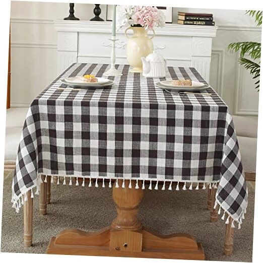 Checkered Tablecloth Rectangle Washable 70" x 55" (Rectangular) Black
