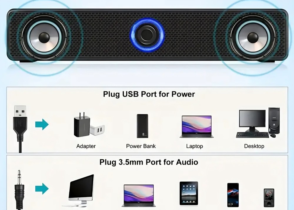 YSD E-1002 USB Powered 2.0 Channel Desktop Computer Speaker Stereo Effect 3.5mm