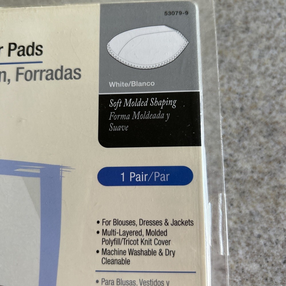 Dritz 53079-9, 1/2”Covered Raglan Shoulder Pads 2/Pkg-White 1 Pair