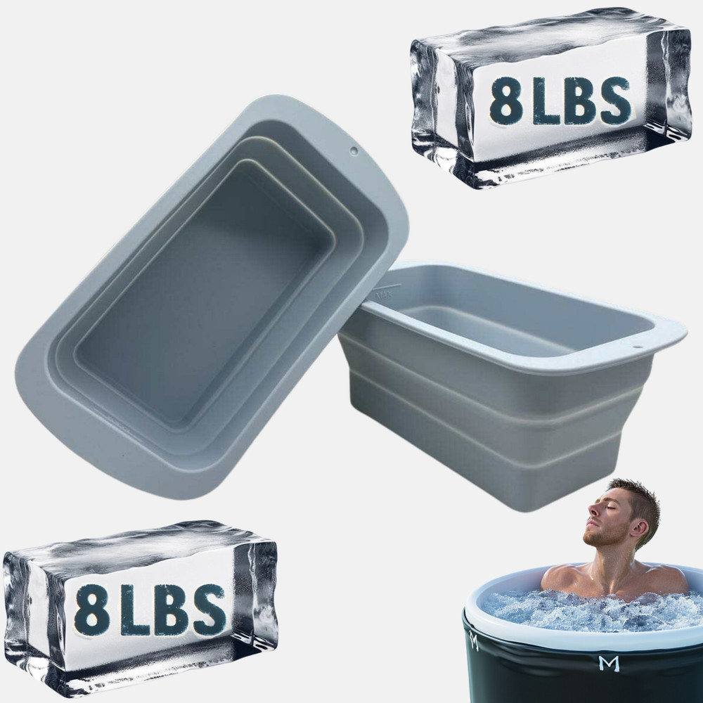 2 Extra-Large Collapsible Ice Block Mold with Lid – 16lbs Capacity
