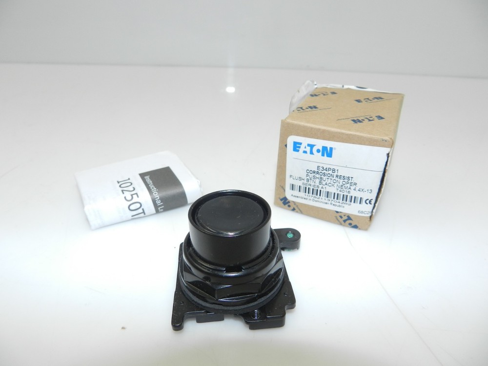 EATON E34PB1 Non-Illum Push Button Operator, Black