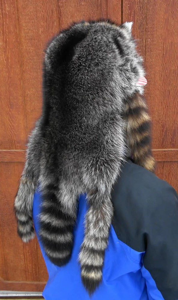 Raccoon fur hat