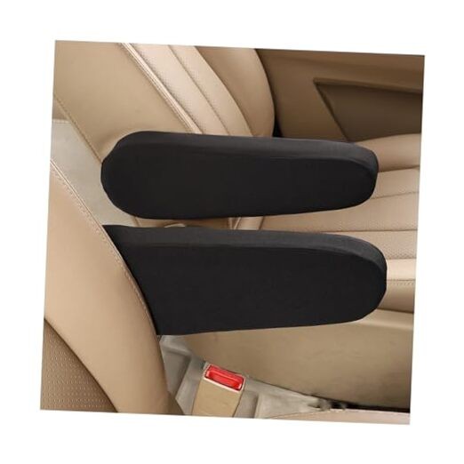 2 PCS Car Front Seat Armrest Covers, Elastic Fabric Auto Seat Armrest Black