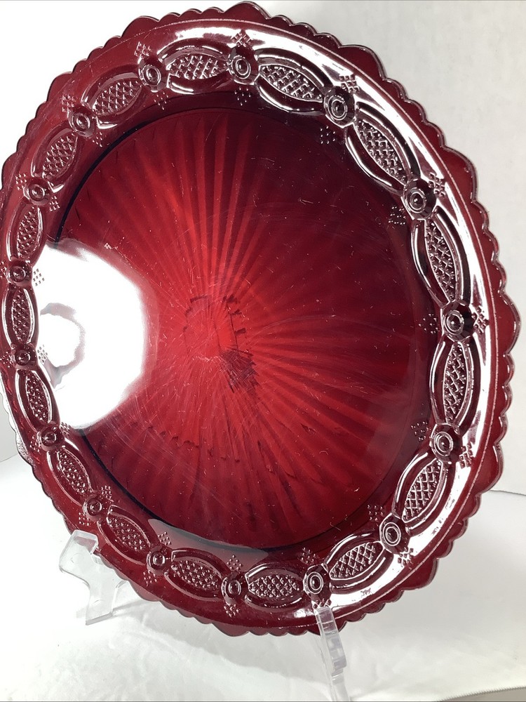 Avon Cape Cod 1876 Ruby Red 10.5” Cake Plate & Matching Server