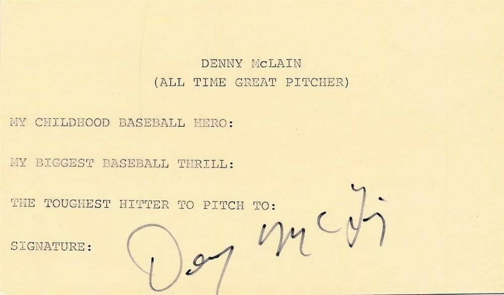 Denny McLain- Typed Signed Card