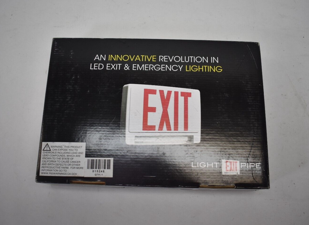 Light Pipe Standard Combination Exit Emergency Lighting LED Sign Red On White