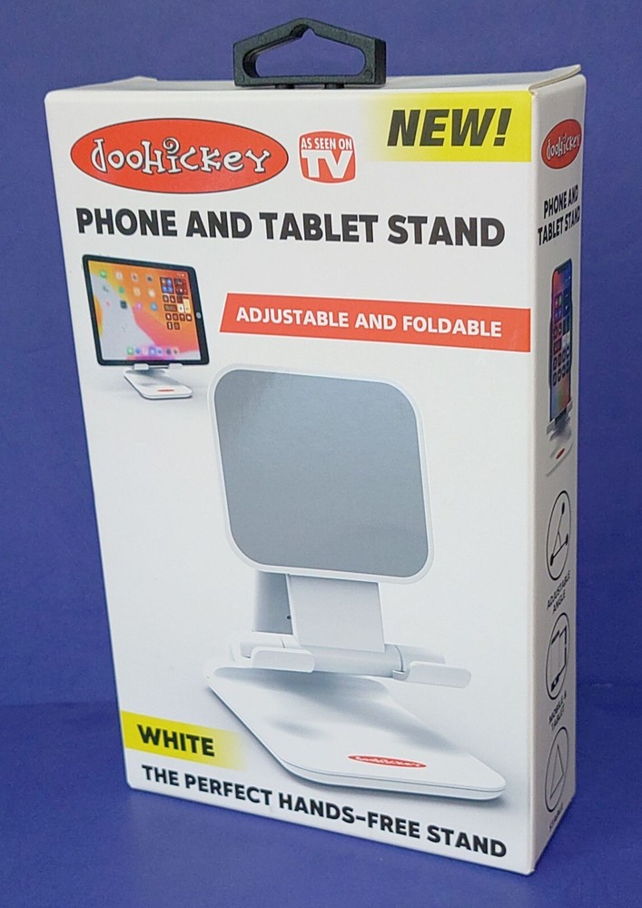 Doohickey Phone and Tablet Stand Adjustable and Foldable Hands Free White