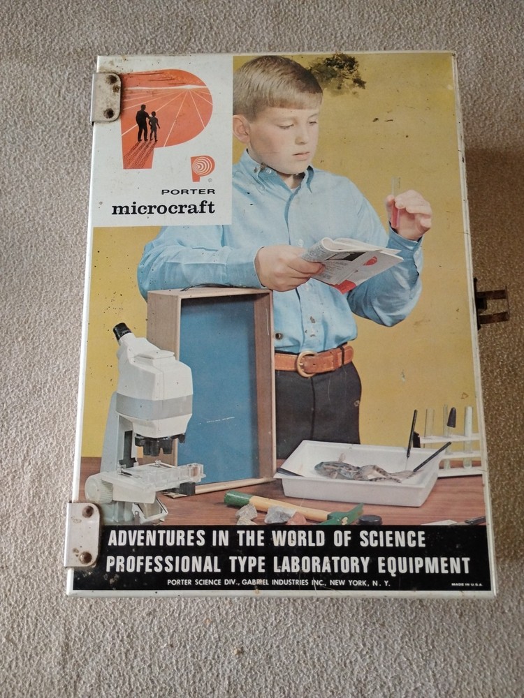 Vintage Porter Microcraft Student Research Series Microscope in Case