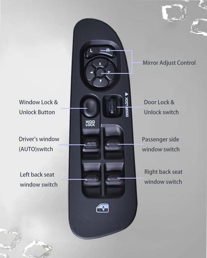 Window Control+Black Bezel for 2002 2003 2004 2005 2006 2007 2008 2009 Dodge Ram