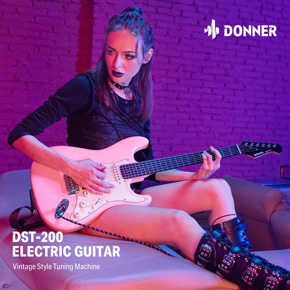 Donner Blossom Pink Electric Guitar DST-200 Single Coil Split Solid Body Kit