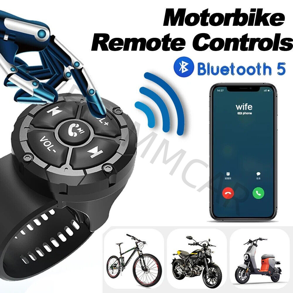 Motorcycle BT Wireless Remote Control Button Media Controller Handlebar Mount