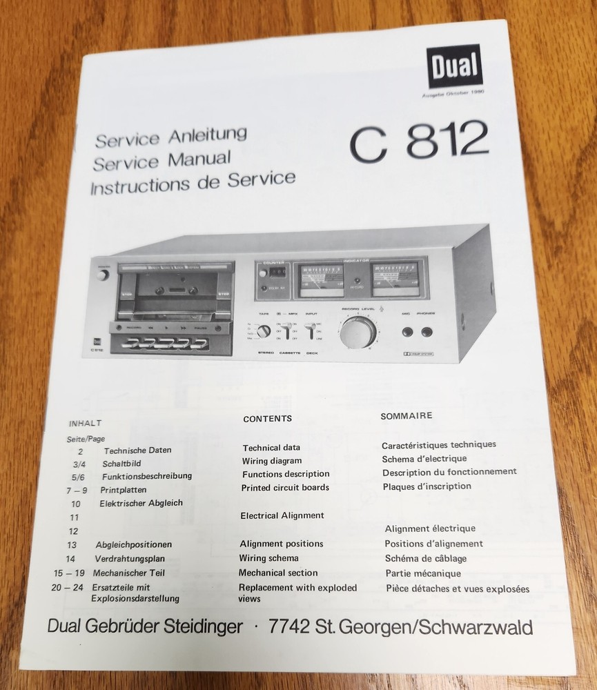 Dual C812 Cassette Service Manual - Original