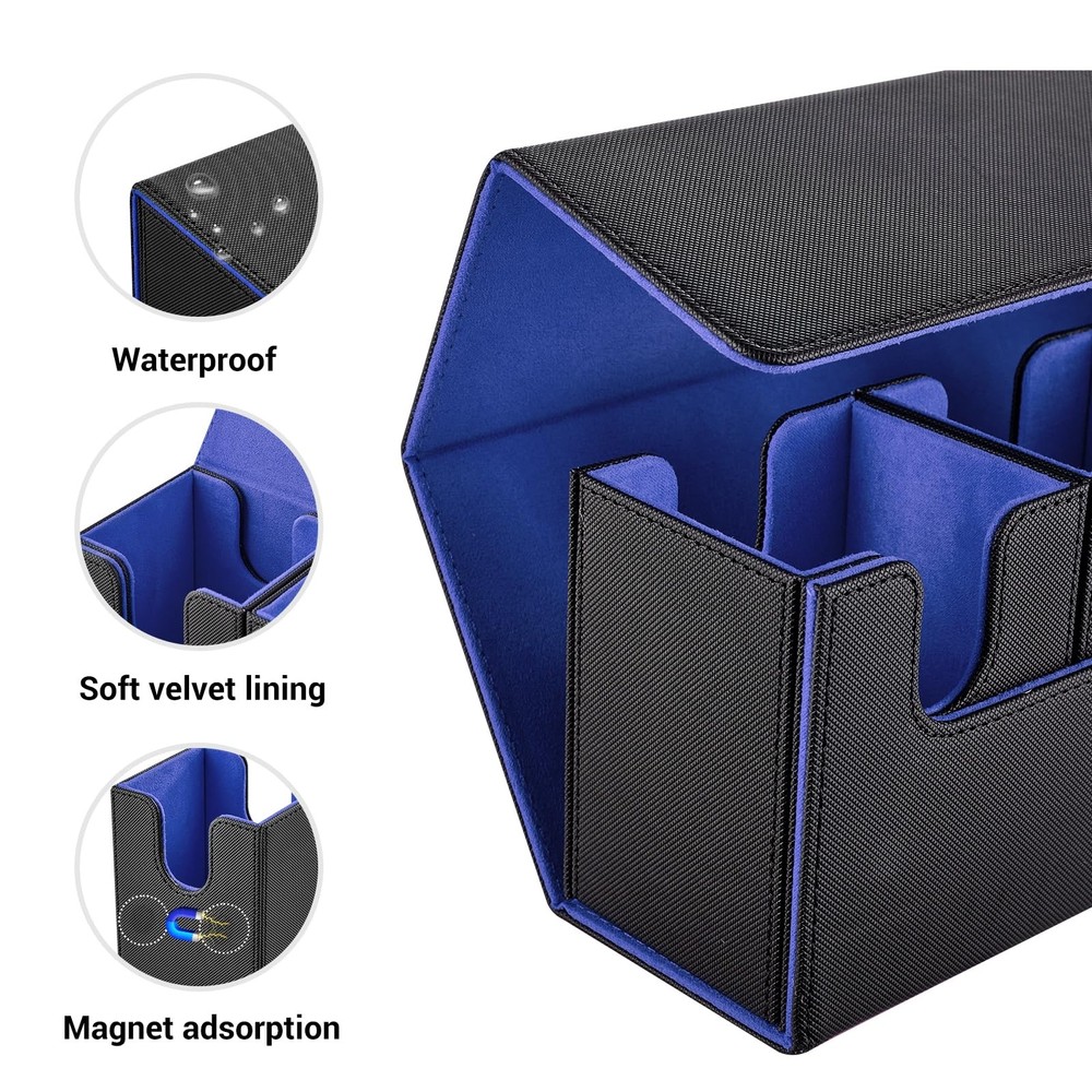 FOTEEMO Card Deck Box for MTG, 5 in 1 Commander 5 1, Black Blue