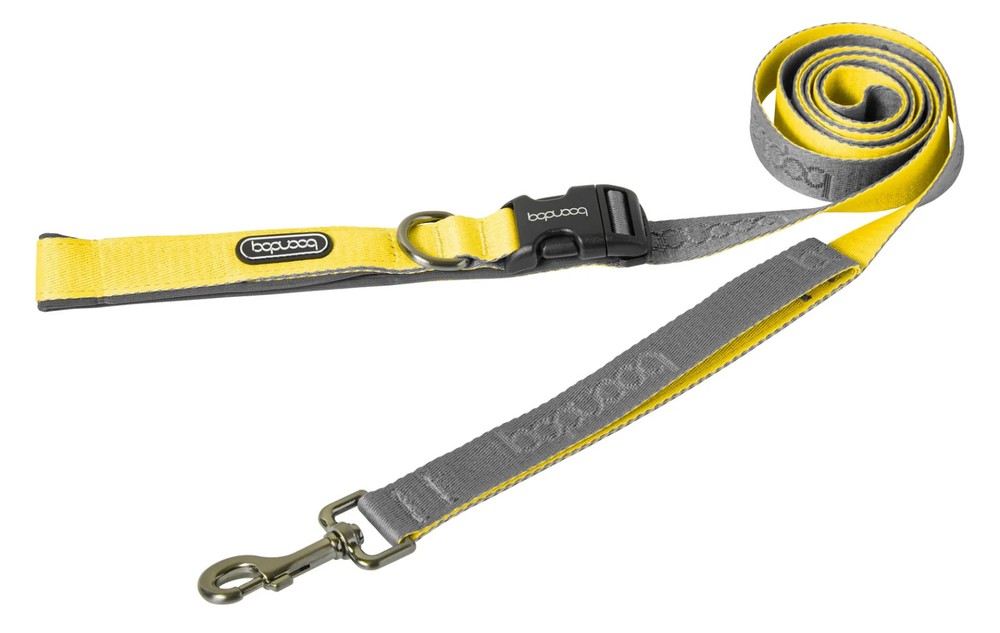 Boondog Play Leash Hands-Free No-Pull Adjustable Reflective Grey Lemon  S | L