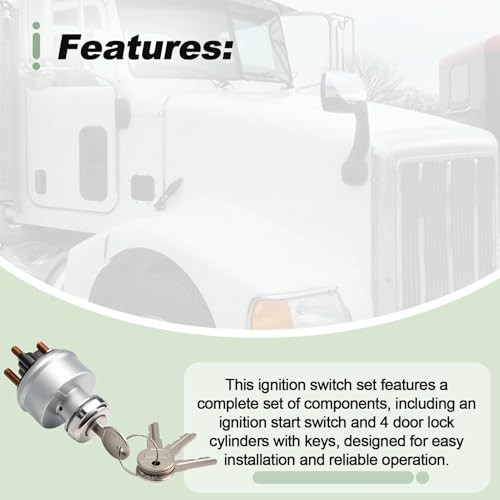 Ignition Start Switch Set with 4 Pcs Door Lock Cylinder and 4 Keys Compatible