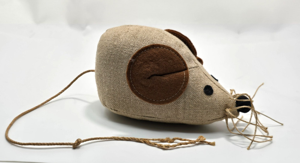 6" Vintage Sewing Pin Cushion Mouse - Canvas Fabric - Cute Unique