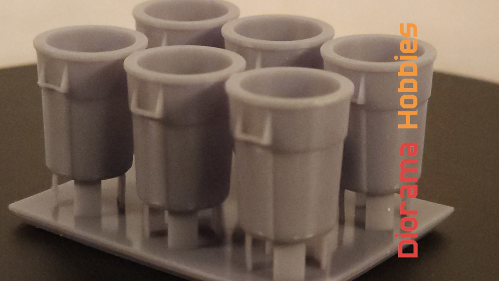 Trash Cans HO, O & S Scale